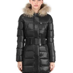 RUDSAK Black Puffer Jacket with fox Fur Trim